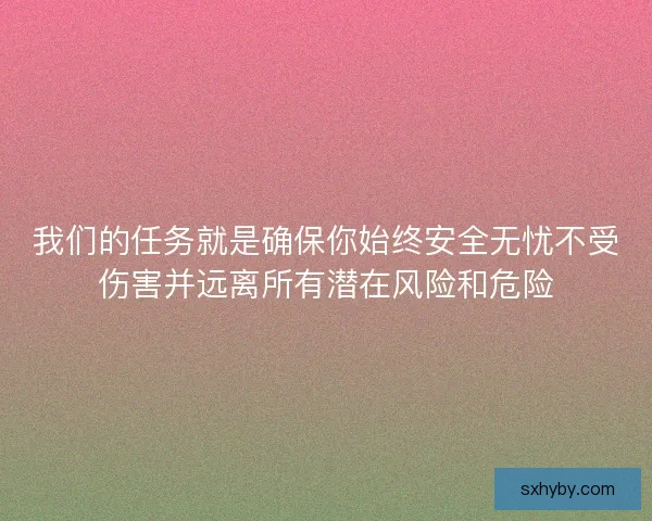 我们的任务就是确保你始终安全无忧不受伤害并远离所有潜在风险和危险