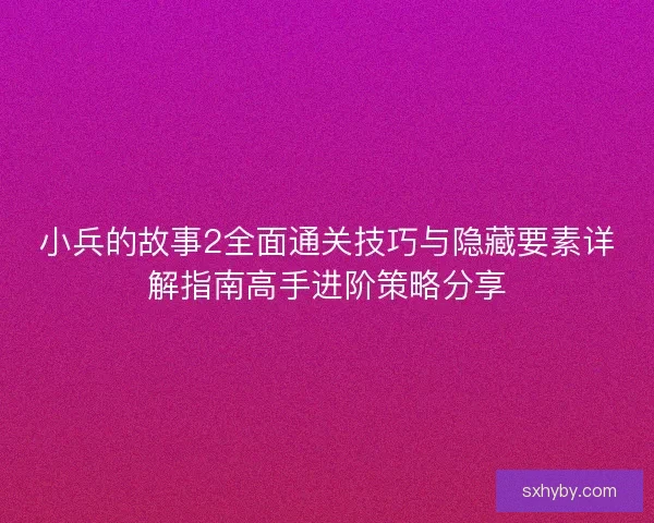小兵的故事2全面通关技巧与隐藏要素详解指南高手进阶策略分享