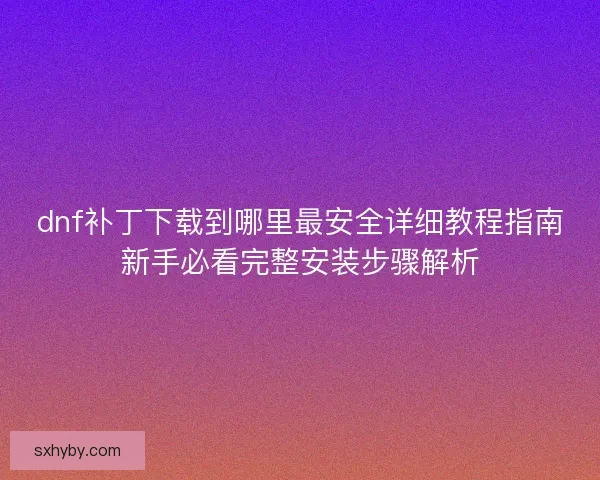 dnf补丁下载到哪里最安全详细教程指南新手必看完整安装步骤解析