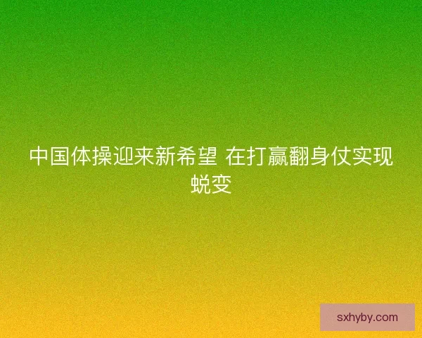 中国体操迎来新希望 在打赢翻身仗实现蜕变