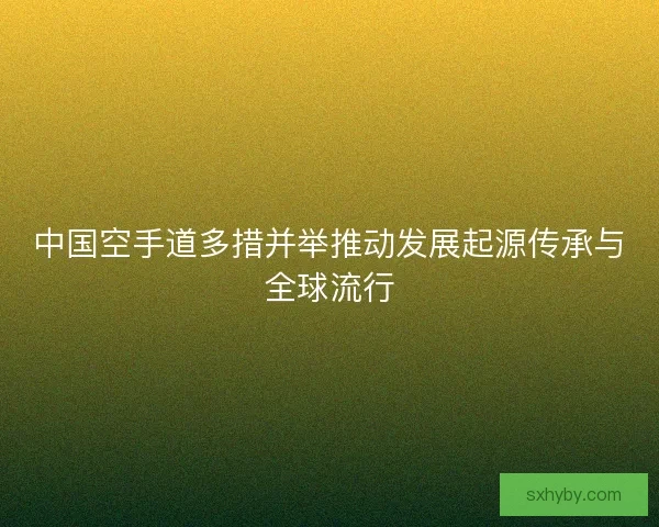 中国空手道多措并举推动发展起源传承与全球流行