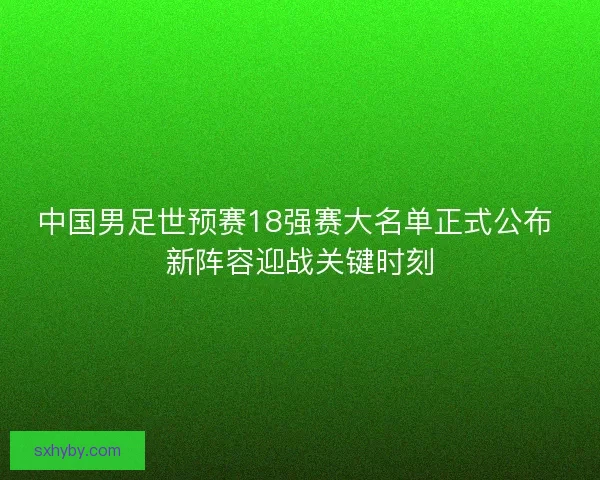 中国男足世预赛18强赛大名单正式公布 新阵容迎战关键时刻